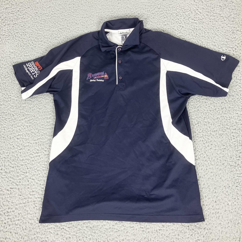 Atlanta Braves Disney Park Shirt Mens Medium Blue Champion Polo Spring Training